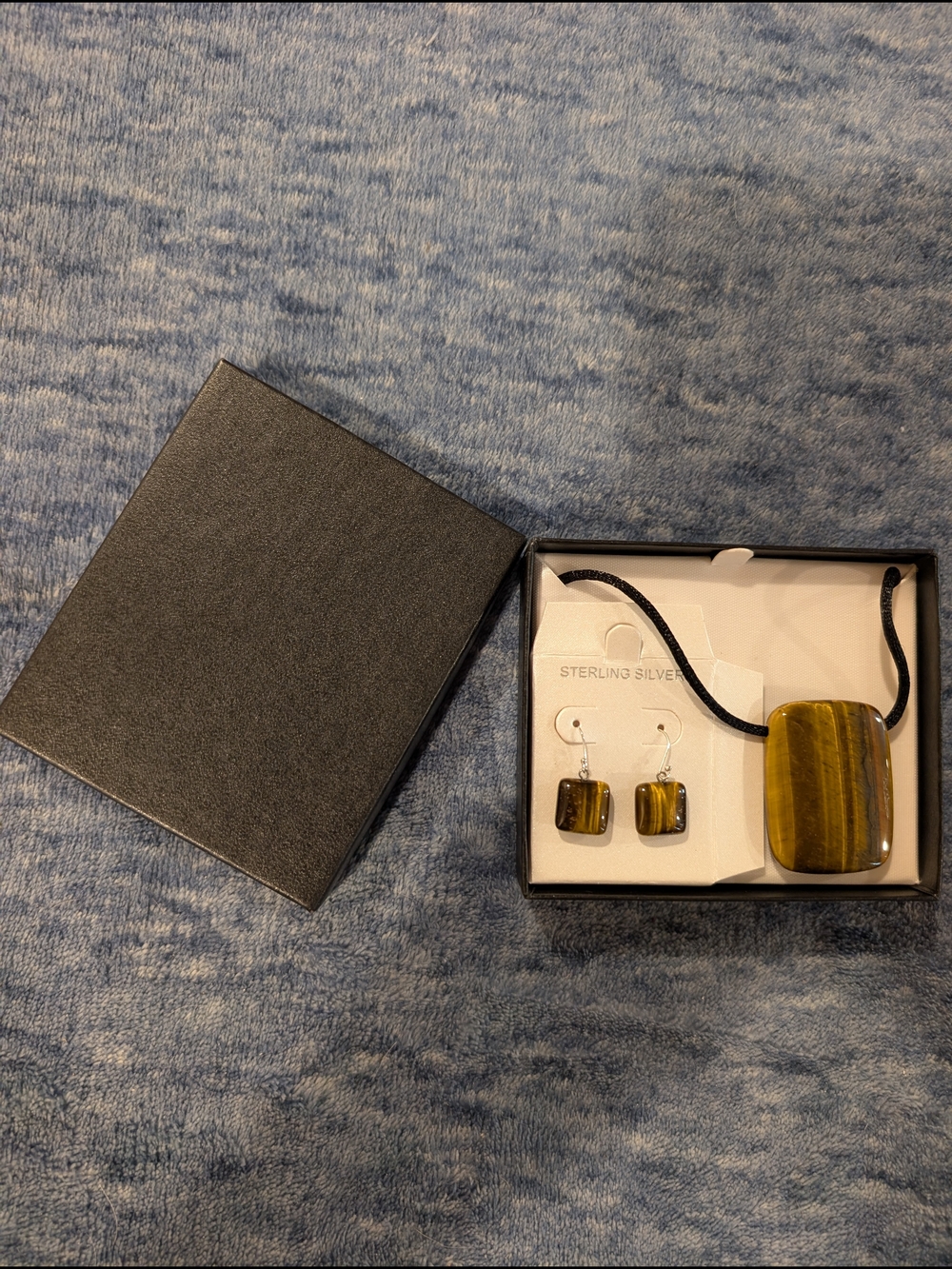 Sterling Silver Tiger's Eye Pendant Necklace and Earrings Set NWOT - Picture 3 of 8